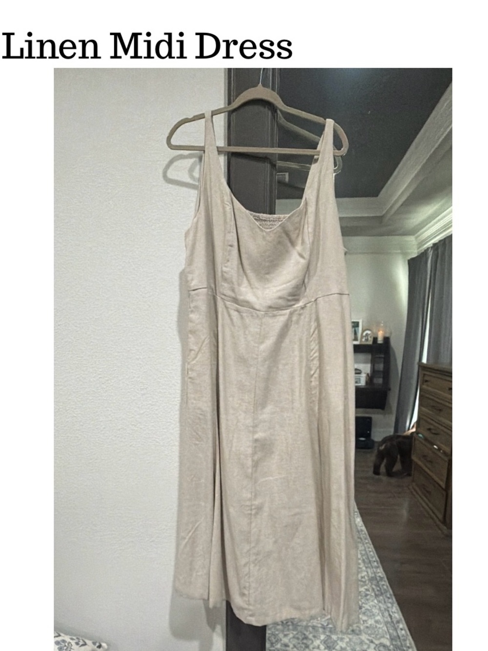 Old Navy Beige Linen-Blend Midi Dress